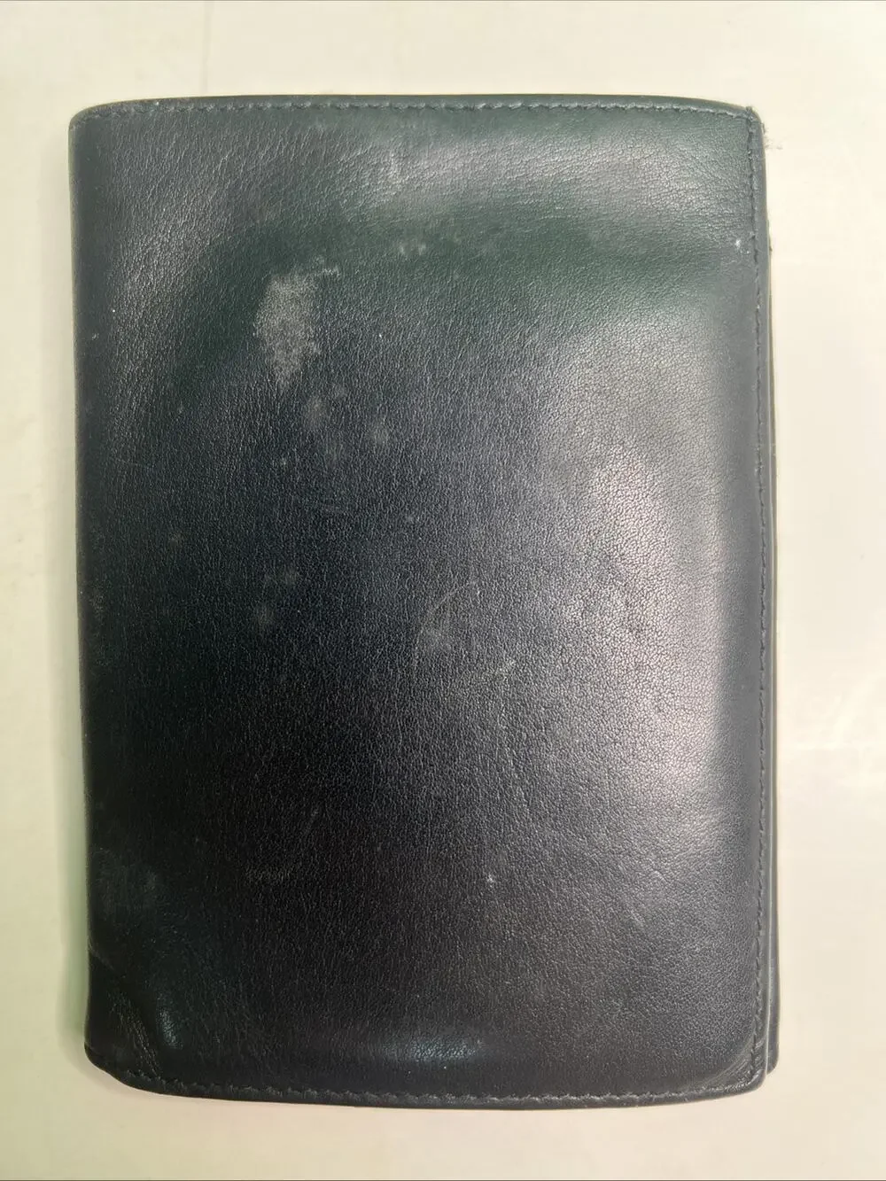 Black Leather Bifold Mens Wallet by Business Centurion Green Interior